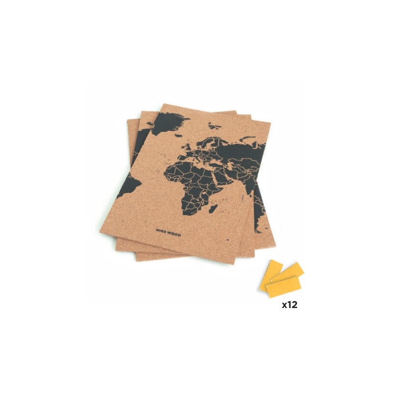 Miss Wood Mappa del Mondo Puzzle Map M - Nero