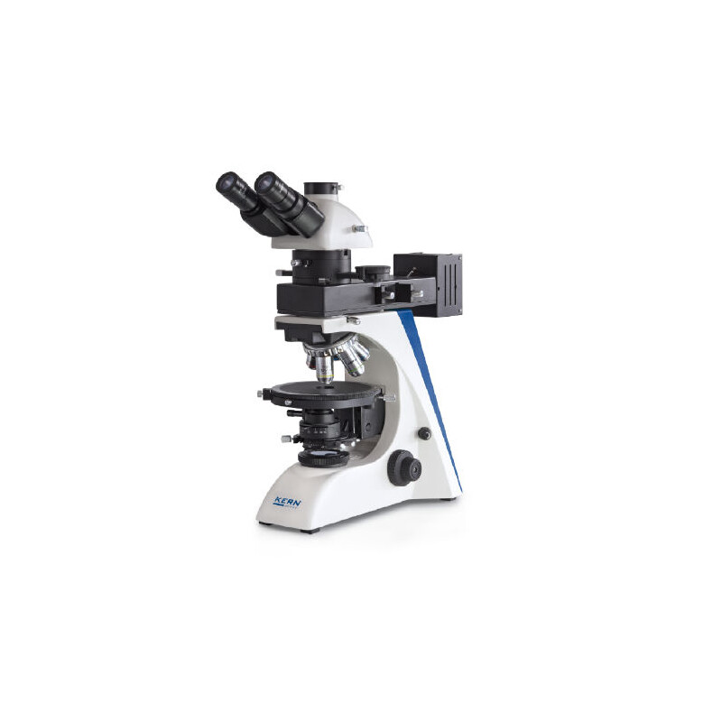 Kern Microscopio OPO 185, POL, trino, piano di inf., 40x-600x, luce incidente/trasparente, HAL, 100 W