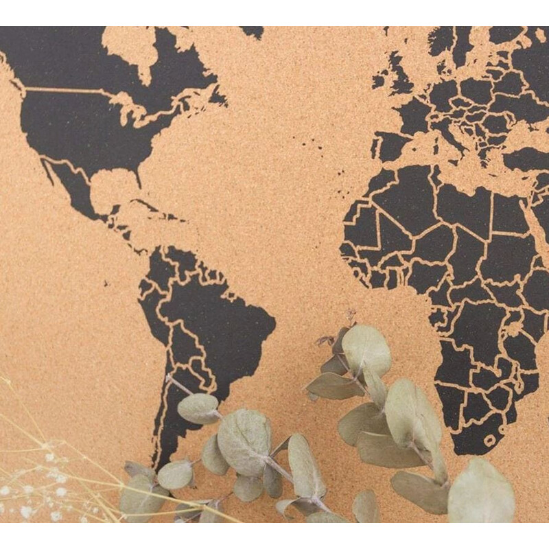 Miss Wood Mappa del Mondo Woody Map Natural Cork XXXL black