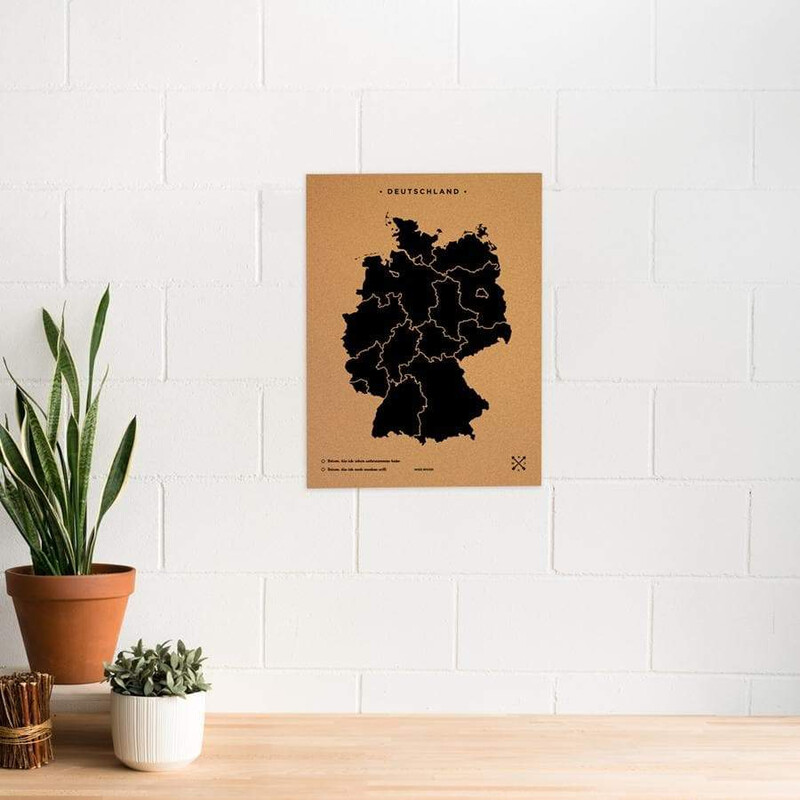 Miss Wood Mappa Woody Map Countries Deutschland Cork L black (60 x 45 cm)