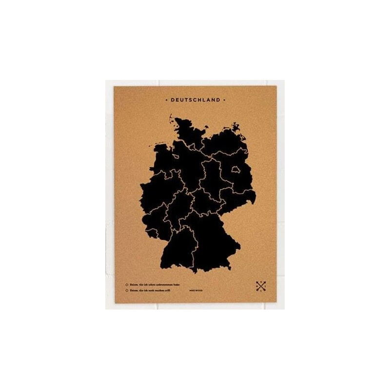 Miss Wood Mappa Woody Map Countries Deutschland Cork XL black (90 x 60 cm)