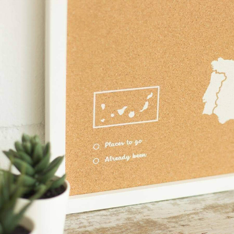 Miss Wood Carta continentale Mappa di Woody Europa bianca 90x60cm incorniciata