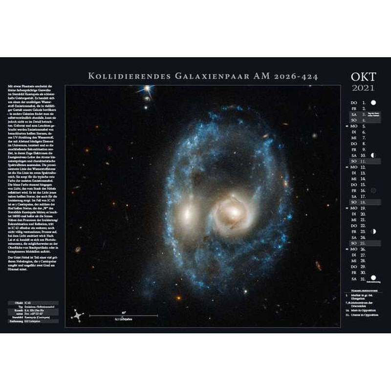 Astronomie-Verlag Calendario Weltraum-Kalender 2021