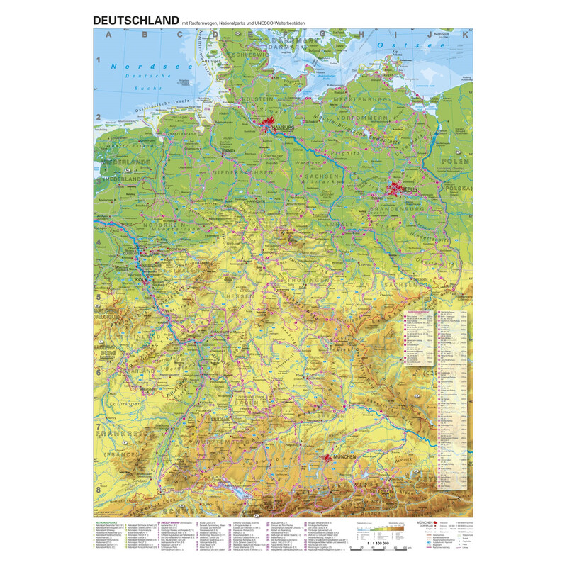 Stiefel Mappa Germania Piste ciclabili (68x98)