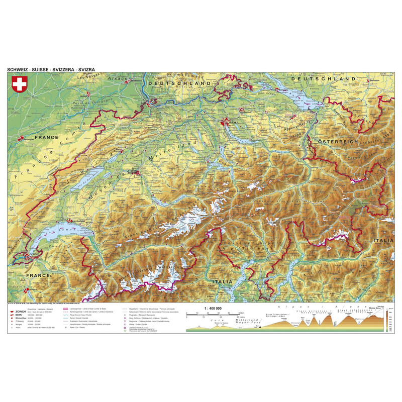 Stiefel Mappa Schweiz physisch (98x68)