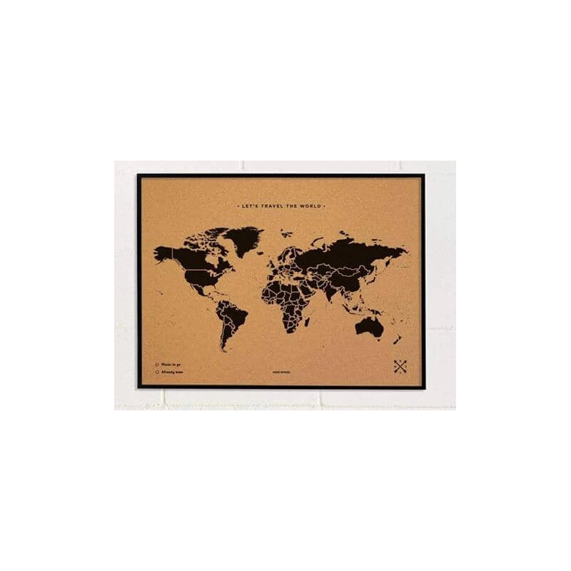 Miss Wood Mappa del Mondo Woody Map Natural Cork L black