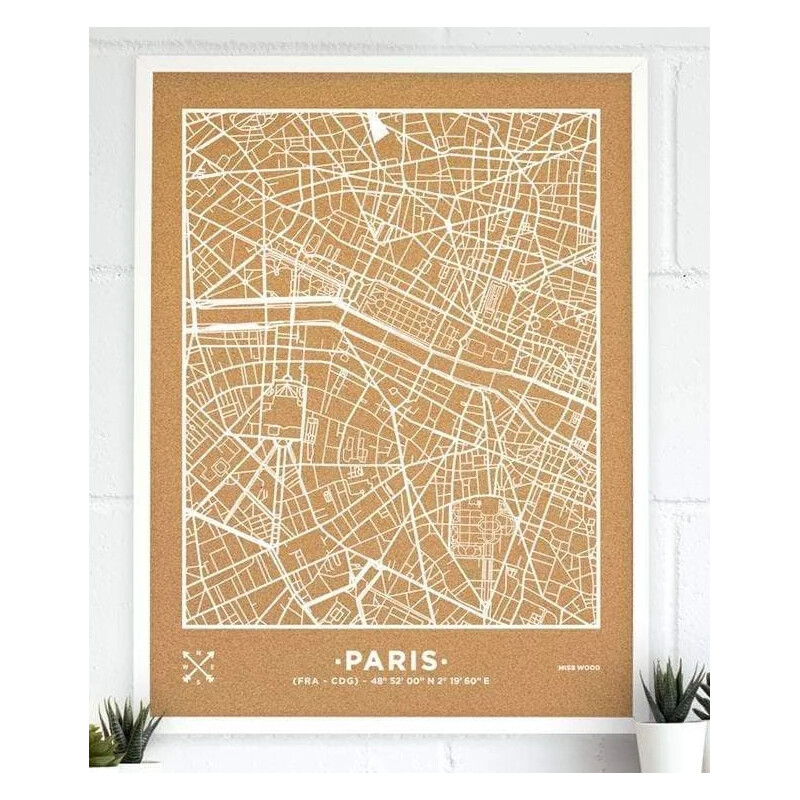 Miss Wood Mappa Regionale Woody Map Natural Paris XL White