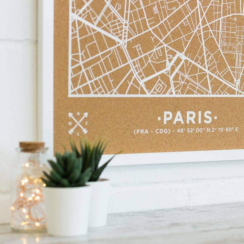 Miss Wood Mappa Regionale Woody Map Natural Paris XL White