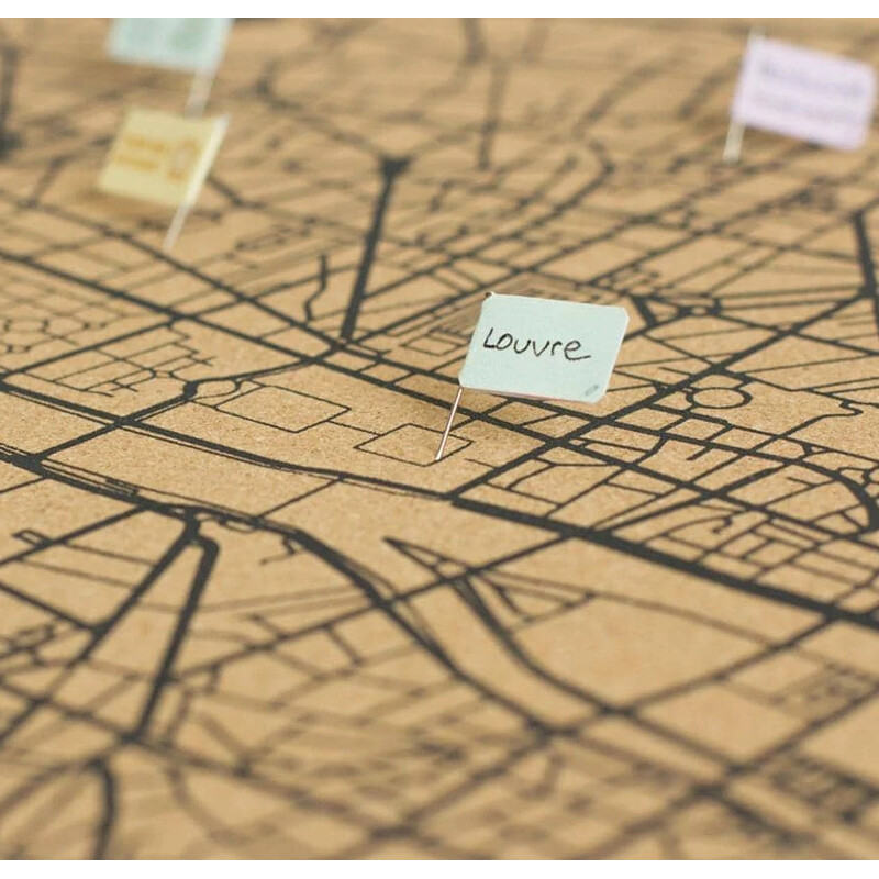 Miss Wood Mappa Regionale Woody Map Natural Paris XL Nero