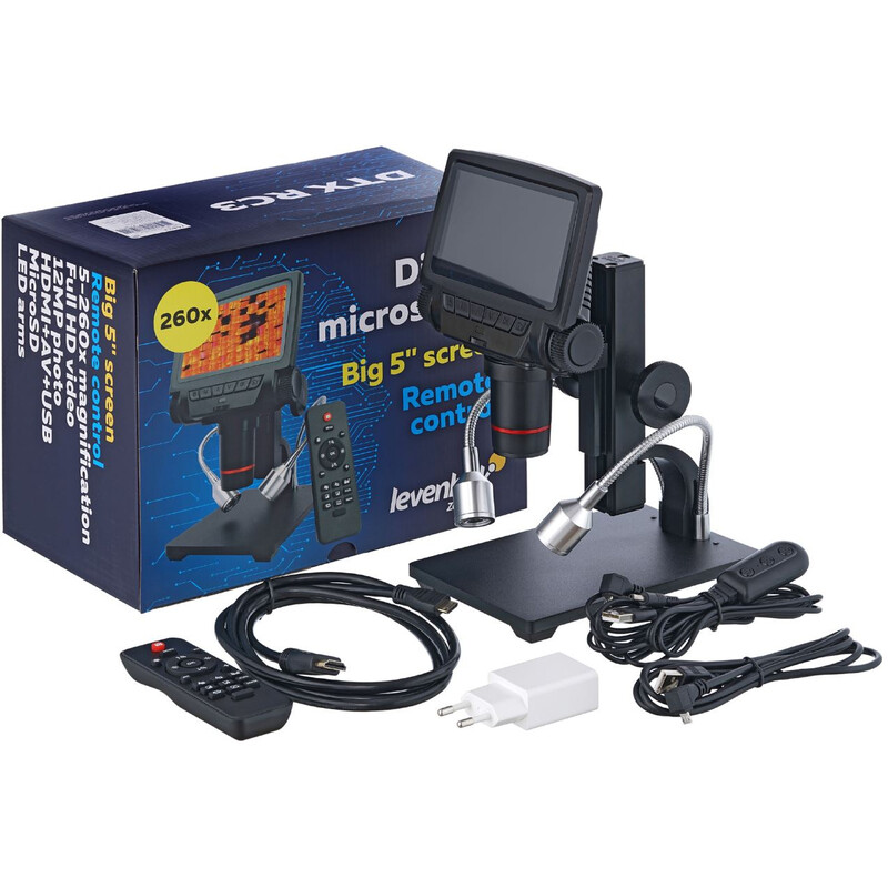 Levenhuk Microscopio DTX RC3, Digitale, 5-15x opt., -260x digit.