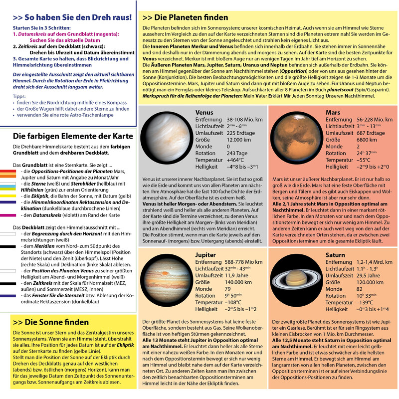 Oculum Verlag Carta Stellare Drehbare Himmelskarte Sterne und Planeten 30cm