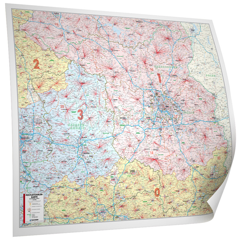 Bacher Verlag Mappa Regionale Postleitzahlenkarte Brandenburg Berlin (127 x109 cm)