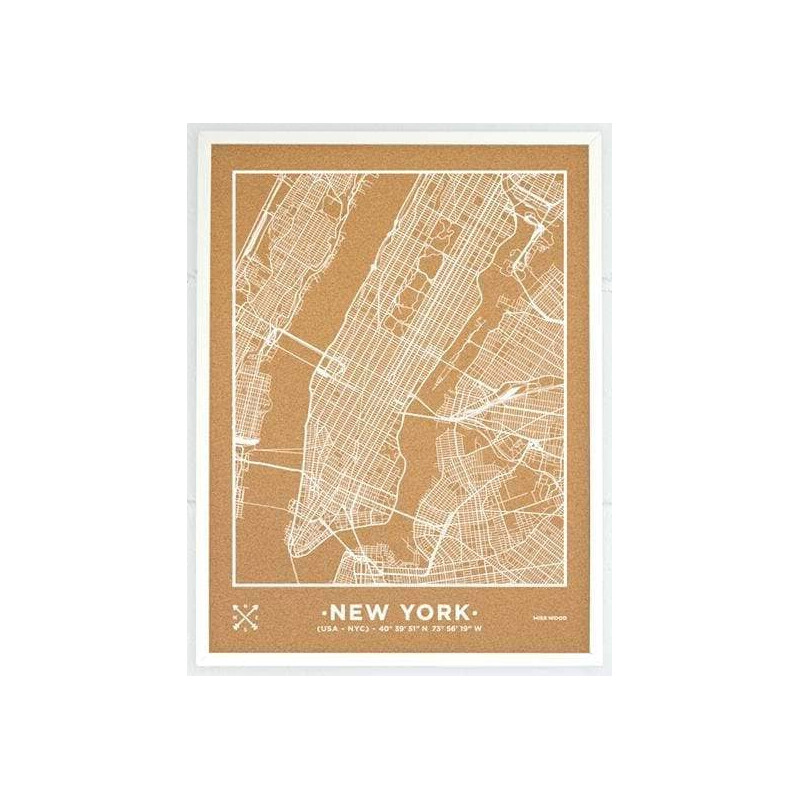 Miss Wood Mappa Regionale Woody Map Natural New York L White