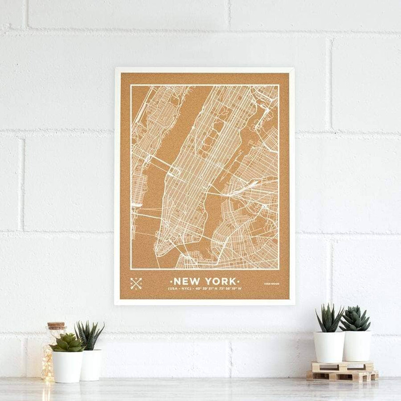 Miss Wood Mappa Regionale Woody Map Natural New York L White