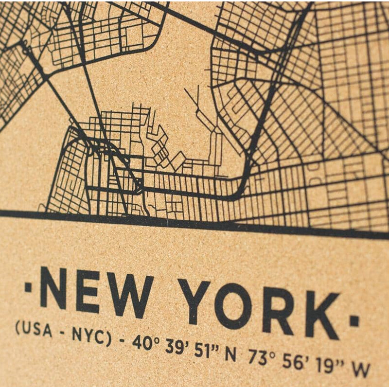 Miss Wood Mappa Regionale Woody Map Natural New York L Black