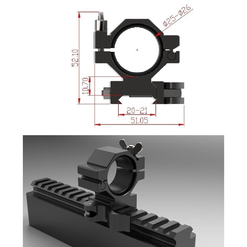 Sytong Assemblaggio rapido regolabile Pic-Rail 24-26 mm