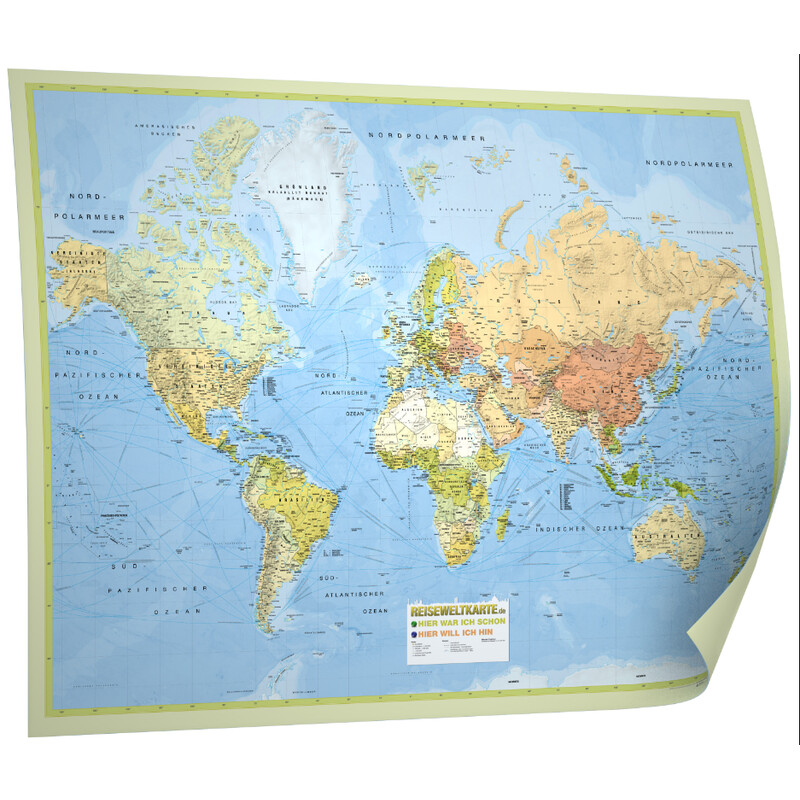 Bacher Verlag Mappa del Mondo Reiseweltkarte (138x98)