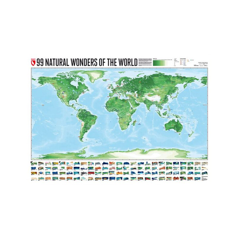 Marmota Maps Mappa del Mondo 99 Naturral Wonders (100x70)