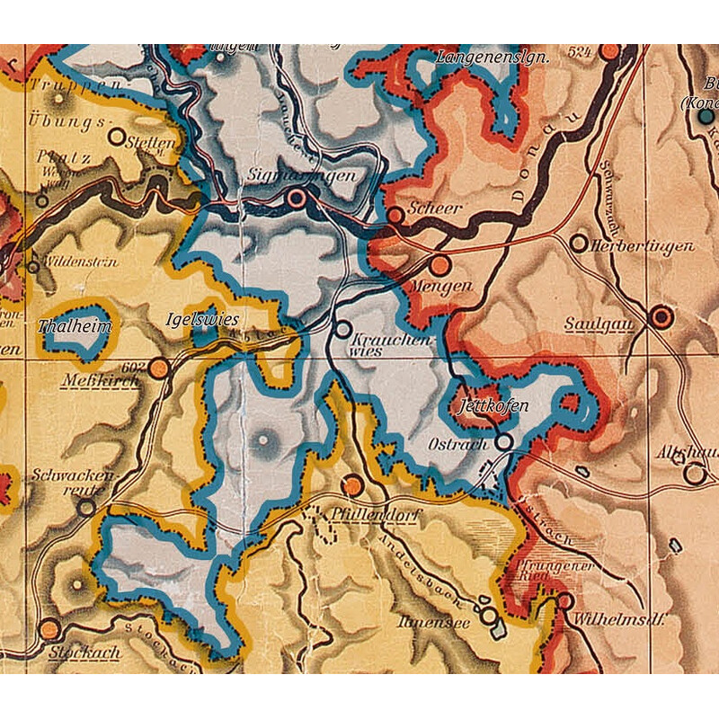 Kastanea Mappa Regionale Historische Baden-Württembergkarte von 1910 (85 x 96 cm)