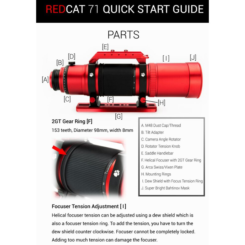 William Optics Rifrattore Apocromatico AP 71/350 RedCat 71 OTA