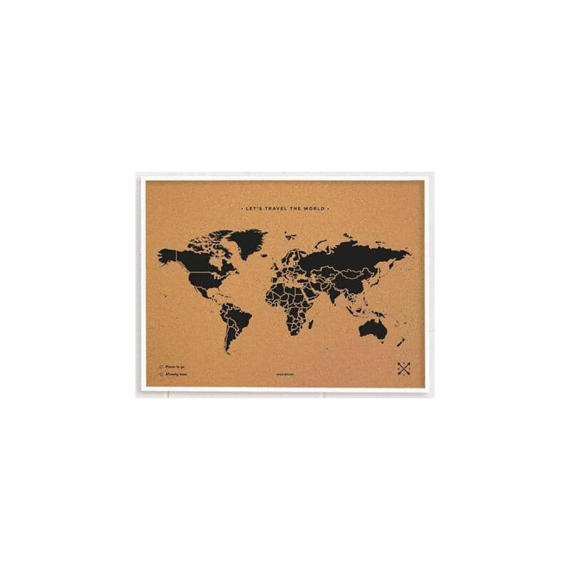 Miss Wood Mappa del Mondo Woody Map Natural Cork L black