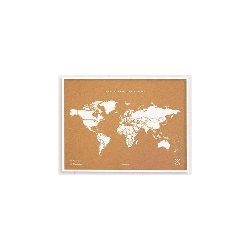 Miss Wood Mappa del Mondo Woody Map Natural Cork L white