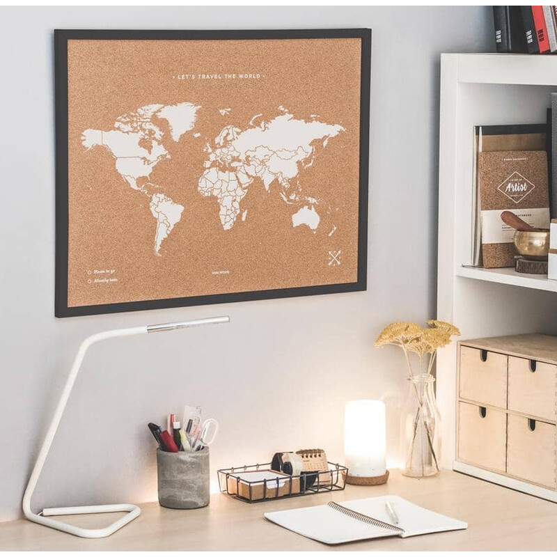 Miss Wood Mappa del Mondo Woody Map Natural Cork XL white