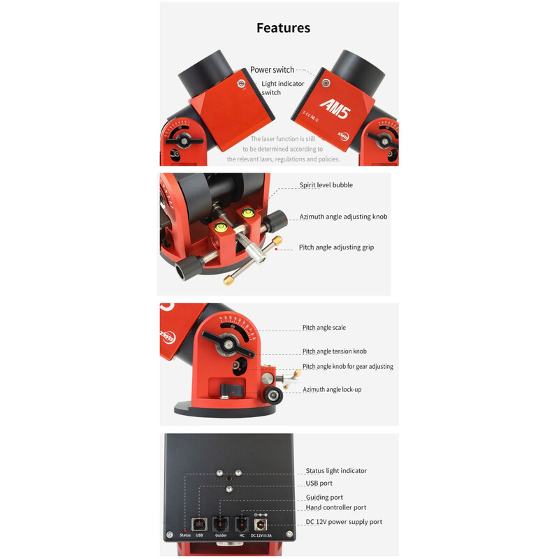 ZWO Montatura equatoriale AM5 Harmonic + treppiede in carbonio