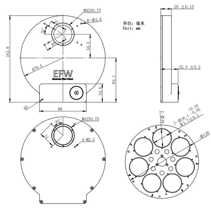 ZWO Ruota portafiltri motorizzata EFW 7x36mm II