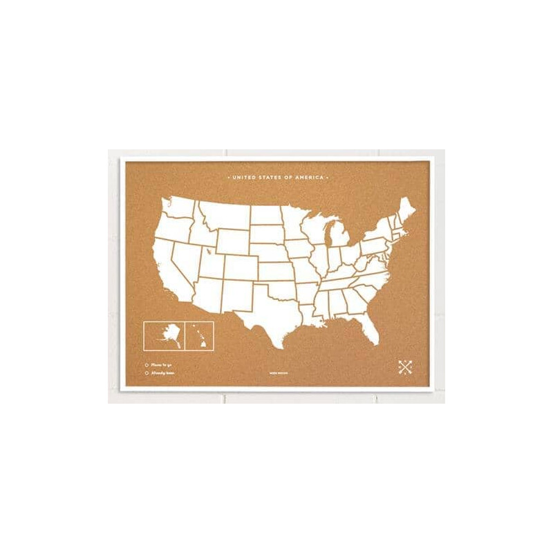 Miss Wood Mappa di Woody Paesi Stati Uniti USA (90 x 60 cm)