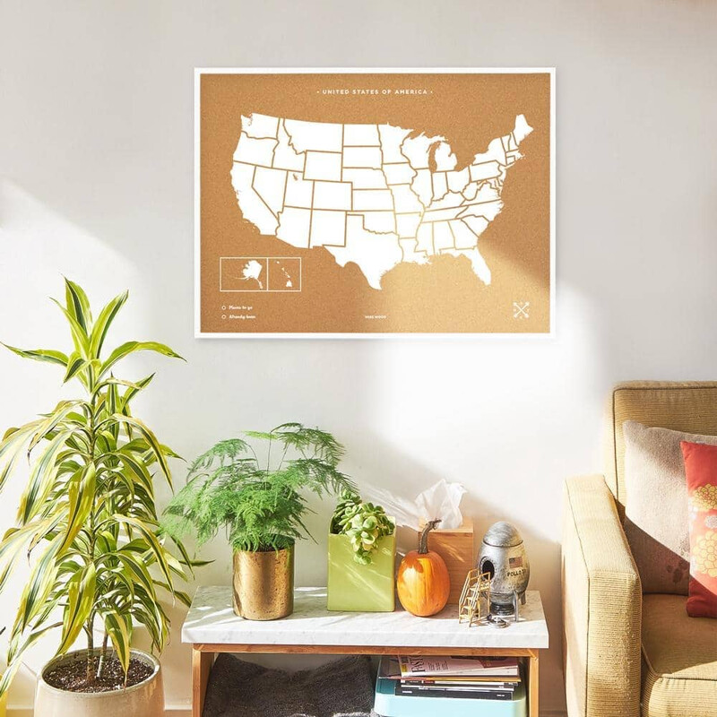 Miss Wood Mappa di Woody Paesi Stati Uniti USA (90 x 60 cm)