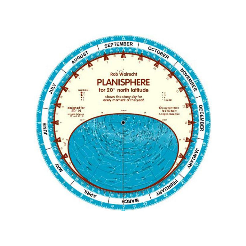 Rob Walrecht Carta Stellare Planisphere 20°N 25cm