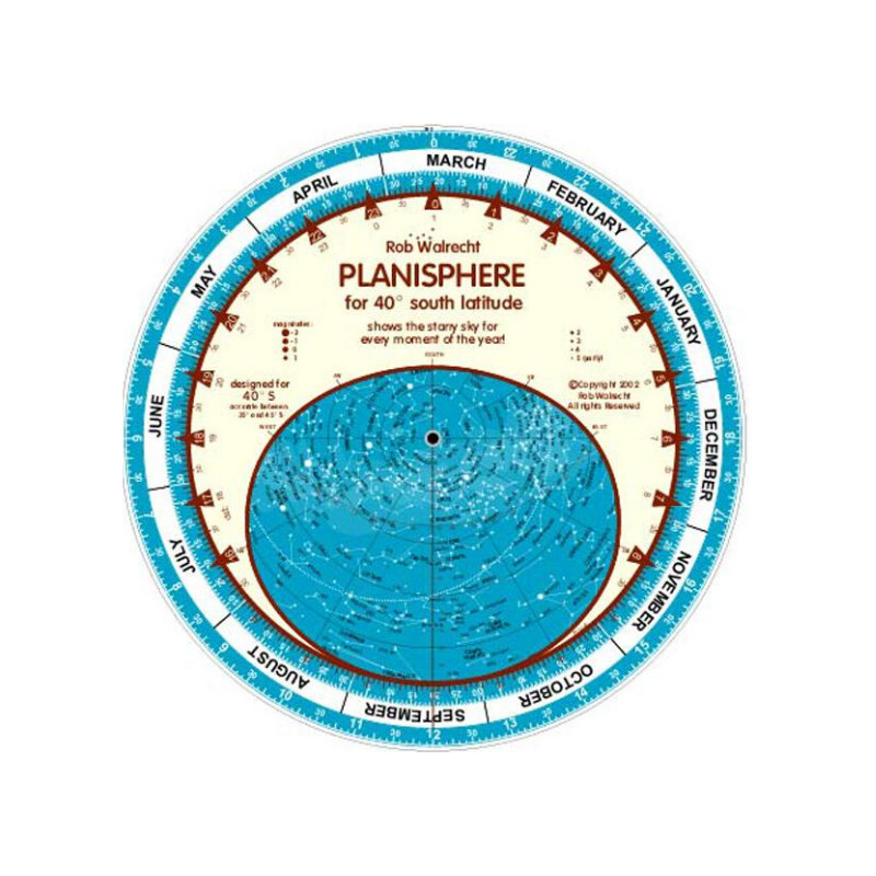 Rob Walrecht Carta Stellare Planisphere 40°S 25cm