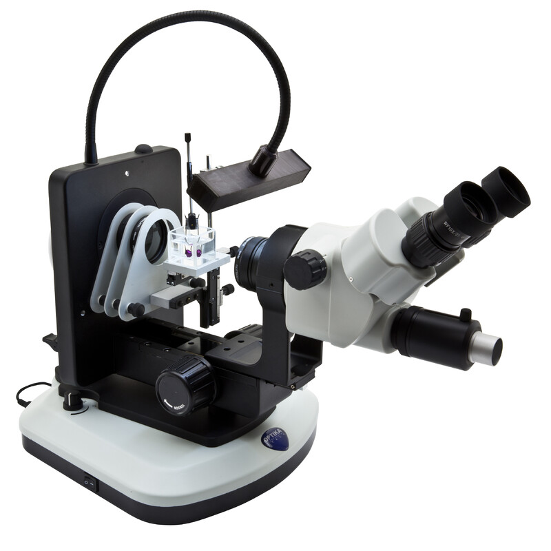 Optika Microscopio stereo zoom OPTIGEM-20 trino, BF, DF, Greenough, w.d. 100mm, 10x/21mm, 0,7x-4.5x