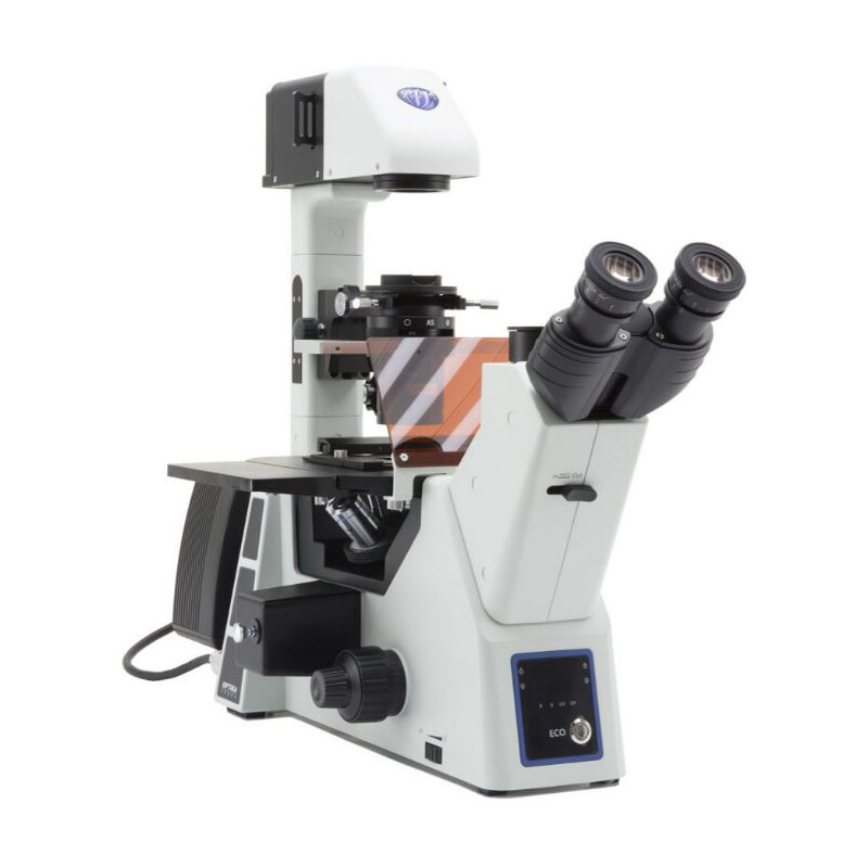 Optika Microscopio invertito IM-5FLD, FL, trino, inverso, 10x24mm,  AL/DL, LED 5W, 8W w.o. obiettivi