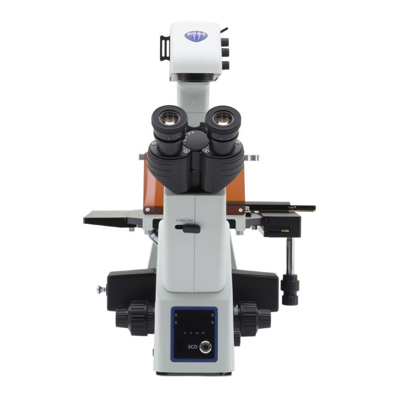 Optika Microscopio invertito IM-5FLD, FL, trino, inverso, 10x24mm,  AL/DL, LED 5W, 8W w.o. obiettivi
