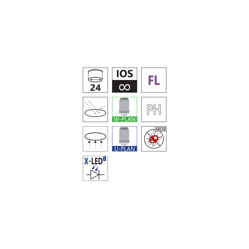 Optika Microscopio invertito IM-5FLD, FL, trino, inverso, 10x24mm,  AL/DL, LED 5W, 8W w.o. obiettivi
