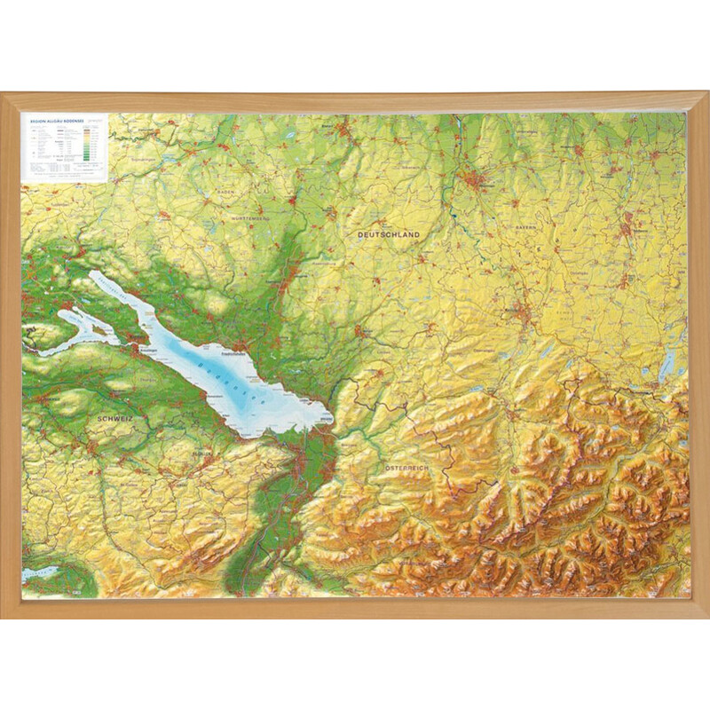 Georelief Mappa Regionale Allgäu Bodensee 3D Reliefkarte (77 x 57 cm)
