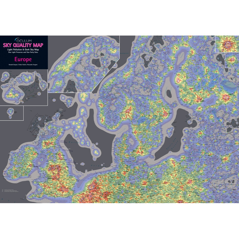 Oculum Verlag Carta continentale Sky Quality Map Europe