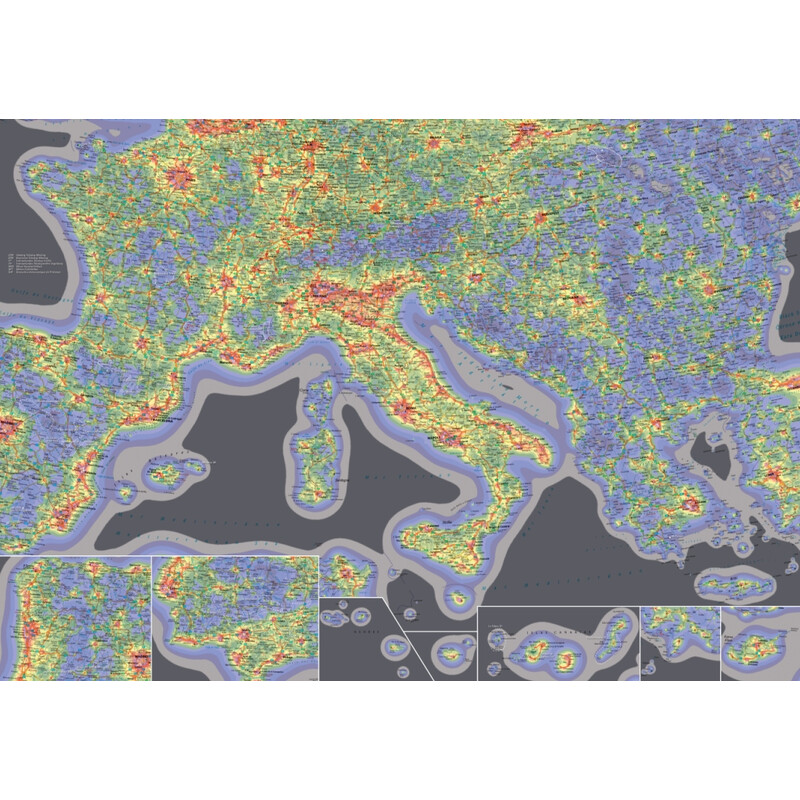 Oculum Verlag Carta continentale Sky Quality Map Europe