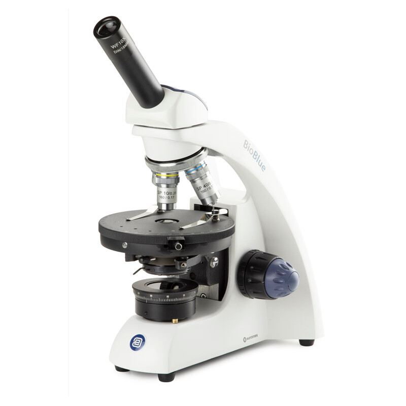 Euromex Microscopio Mikroskop BioBlue, BB.4240-P-DLED, mono, pol, DIN, semiplan, 40x-600x, 10x/18, LED, 1W , akku