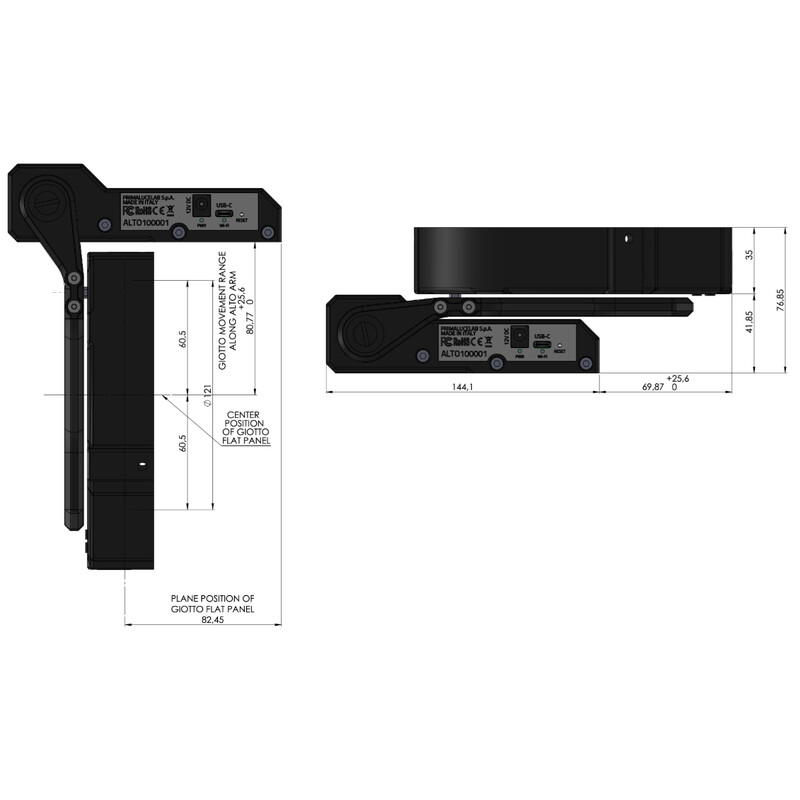 PrimaLuceLab Maschera flat field GIOTTO 120 mit ALTO-Teleskopabdeckung