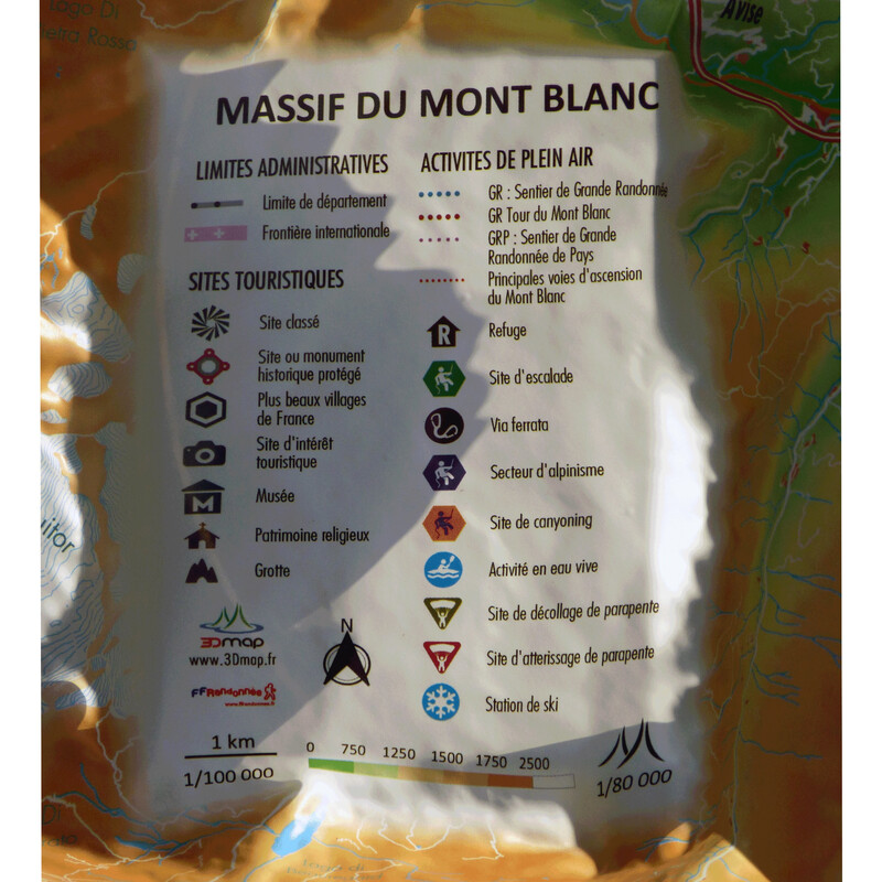 3Dmap Mappa Regionale Massif du Mont Blanc (41 cm x 61 cm)