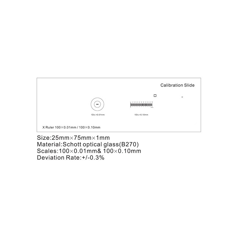 ToupTek Micrometro oggetto, linee (X) 1 mm/100 div. x 0,01 mm, 10 mm/100 div. x 0,10 mm