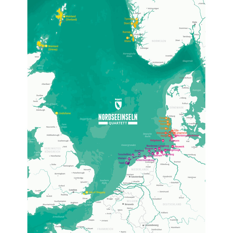 Marmota Maps Quartetto di isole del Mare del Nord