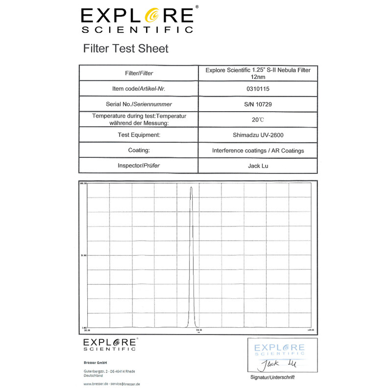 Explore Scientific Filtro SII 12nm 1,25"