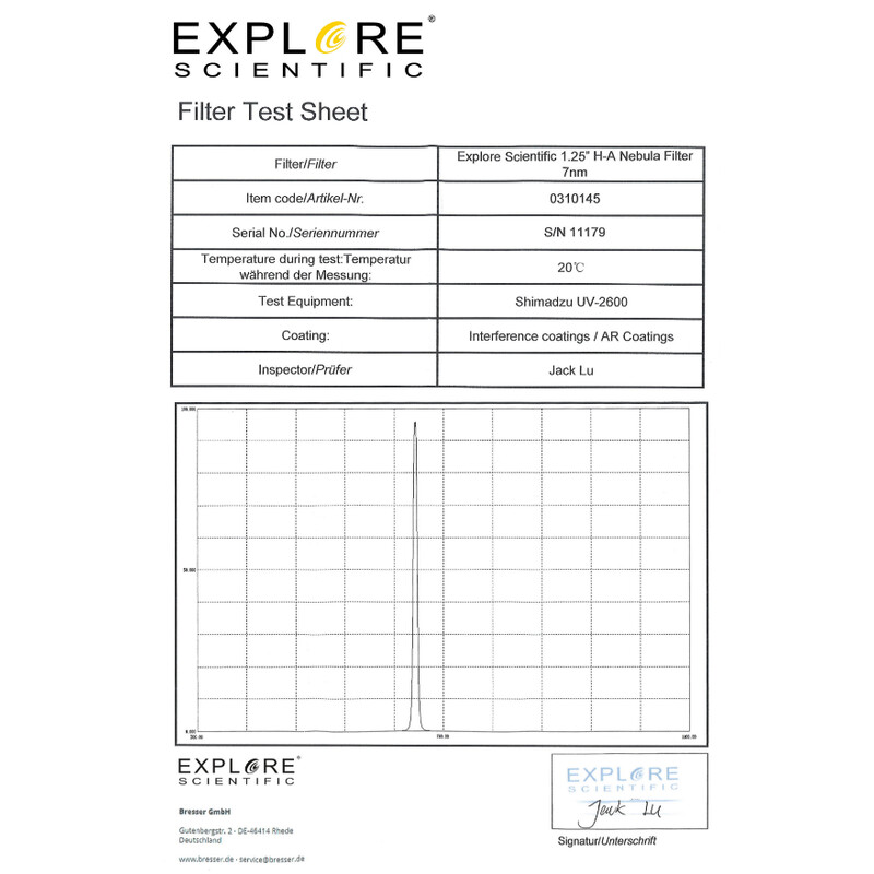 Explore Scientific Filtro H-alpha 7nm 1,25"