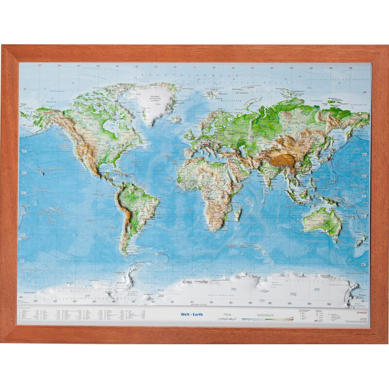 Georelief Mappa del Mondo Planisfero in rilievo, piccolo (in tedesco)