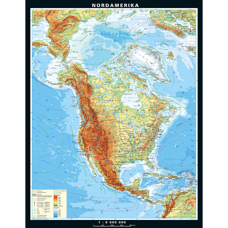 PONS Carta continentale Nord America fisico (158 x 203 cm)