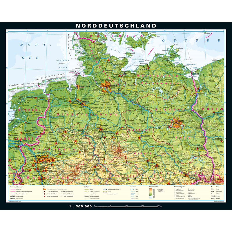 PONS Mappa Regionale Norddeutschland physisch (243 x 197 cm)